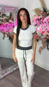 Avery White Contrast Trim Loungewear Set